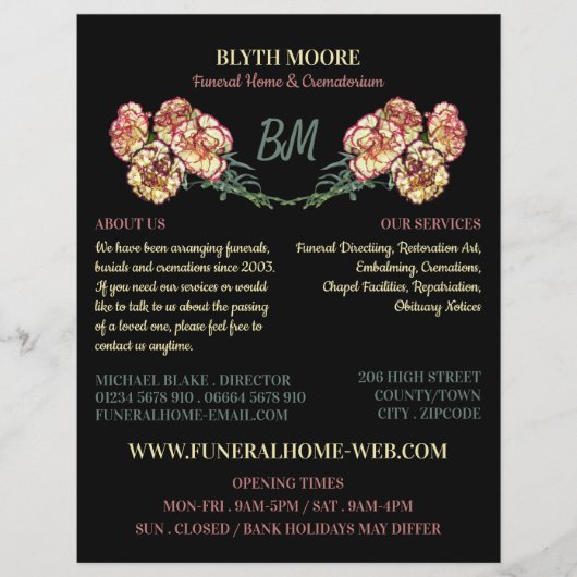 Landenbloemen, Funeral Home, Directors Flyer (Voorkant)