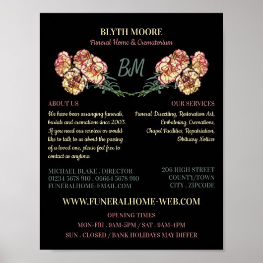 Landenbloemen, Funeral Home, Directors Poster (Voorkant)