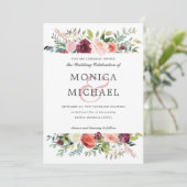 Landenblok | Autumn Flowers Chic Wedding Kaart (Staand voorkant)