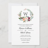 Landenblok | Chic Monogram Wreath Wedding Kaart (Voorkant)