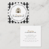 Landenboerderij Rustic Wreath Pset Check Vierkante Visitekaartje (Voorkant / Achterkant)