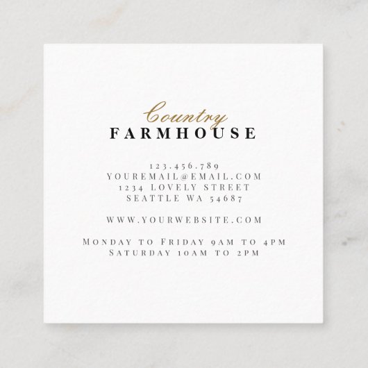 Landenboerderij Rustic Wreath Pset Check Vierkante Visitekaartje (Achterkant)