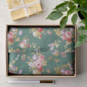 Landenchic forest green roze goureuze elegant flor tissuepapier (Geschenk)