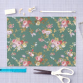 Landenchic forest green roze goureuze elegant flor tissuepapier (Craft)