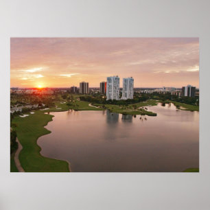 Landenclub bij zonsondergang, Aventura, Florida Poster