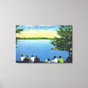 Landenclub Uitzicht Sailboat Regatta op Lake Canvas Afdruk