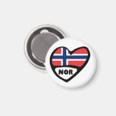 Landencode Noorwegen Vlaggenhart, NOR Magneet (Voorkant / Achterkant)
