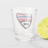 Landencode Noorwegen Vlaggenhart, NOR Shot Glas (Achterkant)
