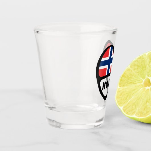 Landencode Noorwegen Vlaggenhart, NOR Shot Glas (Links)