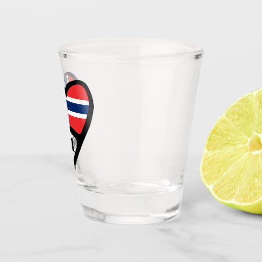 Landencode Noorwegen Vlaggenhart, NOR Shot Glas (Rechts)