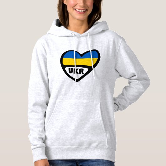Landencode Oekraïne Vlaggenhart, UKR Hoodie (Voorkant)