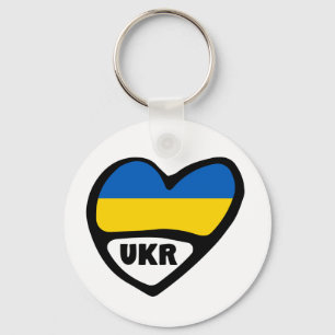 Landencode Oekraïne Vlaggenhart, UKR Sleutelhanger