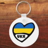 Landencode Oekraïne Vlaggenhart, UKR Sleutelhanger (Voorkant)