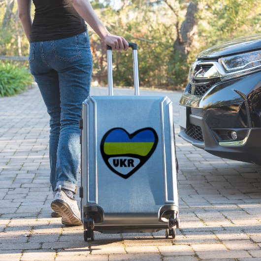 Landencode Oekraïne Vlaggenhart, UKR Sticker (Koffer Insitu)