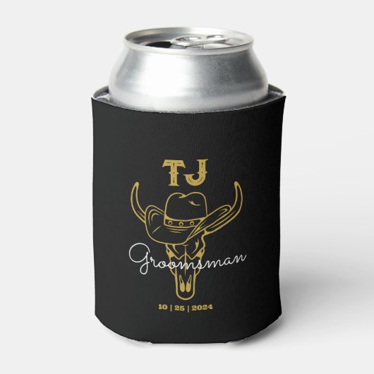 Landencowboy - speciaal Groomsmen - Monogram Blikjeskoeler (Blikje Voorkant)