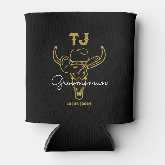 Landencowboy - speciaal Groomsmen - Monogram Blikjeskoeler (Voorkant)