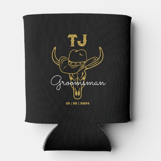 Landencowboy - speciaal Groomsmen - Monogram Blikjeskoeler (Achterkant)