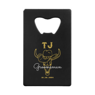 Landencowboy - speciaal Groomsmen - Monogram Creditkaart Flessenopener