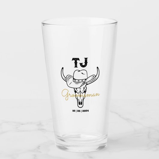 Landencowboy - speciaal Groomsmen - Monogram Glas (Voorkant)