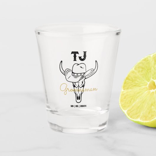 Landencowboy - speciaal Groomsmen - Monogram Shot Glas (Voorkant)