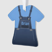 Landenfolk Cute Blue overalls aangepast Ornament (voorkant)