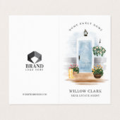 Landengebonden Waterverf Blauwe deur Real Estate A Visitekaartje (Buitenkant ongevouwen)