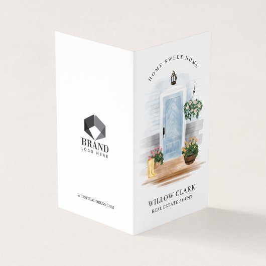 Landengebonden Waterverf Blauwe deur Real Estate A Visitekaartje (Buitenkant)