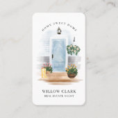 Landengebonden Waterverf Blauwe deur Real Estate A Visitekaartje (Voorkant)
