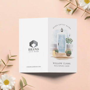 Landengebonden Waterverf Blauwe deur Real Estate A Visitekaartje