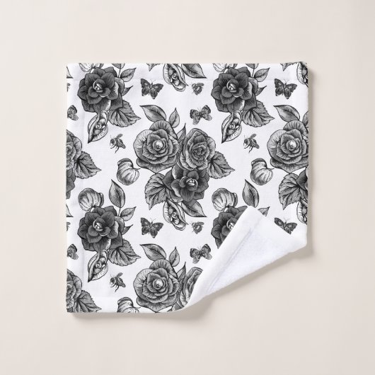 Landenhanddoekset voor zwart Roos Bad Handdoek (Wasdoekje)