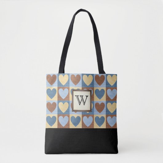 Landenhart met monogram tote bag (Voorkant)