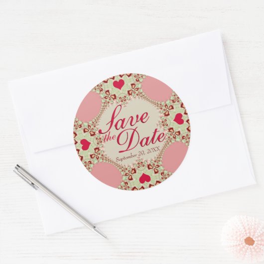 Landenhartkant Opslaan datum Ronde Sticker (Envelop)