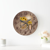 Landenhouten vat en zonnebloemen grote klok (Huis)