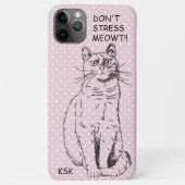 Landenkat Stress MEOWT Pink Polka Dot niet Case-Mate iPhone Case (Achterkant)
