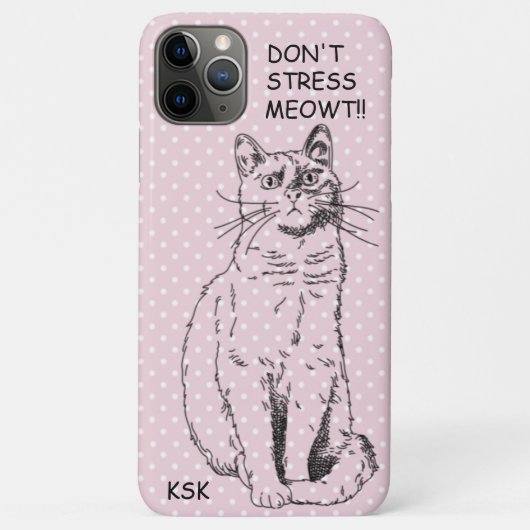 Landenkat Stress MEOWT Pink Polka Dot niet Case-Mate iPhone Case (Achterkant)