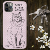Landenkat Stress MEOWT Pink Polka Dot niet Case-Mate iPhone Case