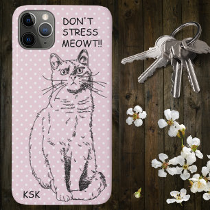 Landenkat Stress MEOWT Pink Polka Dot niet Case-Mate iPhone Case