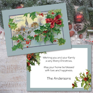  Landenkerk en Holly Feestdagenkaart