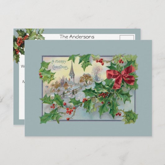  Landenkerk en Holly Feestdagenkaart (Voorkant / Achterkant)