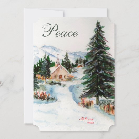 Landenkerk in de Wintergebergte in de Waterverf Kaart (Voorkant)