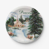 Landenkerk in de Wintergebergte in de Waterverf Papieren Bordje (Voorkant)