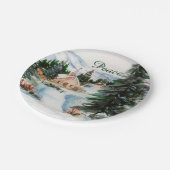 Landenkerk in de Wintergebergte in de Waterverf Papieren Bordje (Gekanteld)