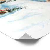 Landenkerk in de Wintergebergte in de Waterverf Poster (Hoek)