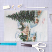 Landenkerk in de Wintergebergte in de Waterverf Tissuepapier (Craft)