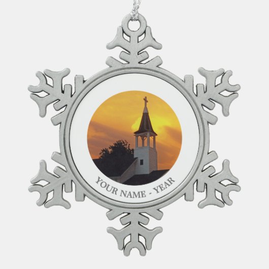 Landenkerk Tin Sneeuwvlok Ornament (Voorkant)