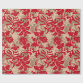 Landenkerstrood bruin roestachtig bloempatroon cadeaupapier (Vlak)