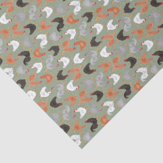 Landenkippen en -roesters op groen tissuepapier (Detail)