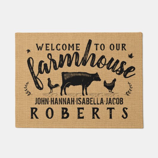 Landenkuis Rustic Burlap Deurmat (Voorkant)