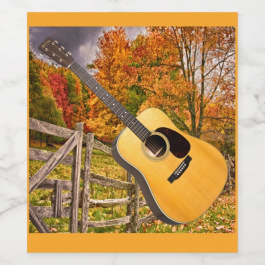 Landenlabel Muziek Guitar Wine Wijn Etiket (Enkel label)