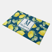 Landenlogo Waterverf Lemons & Blauwe Familienaam Deurmat (Schuin)